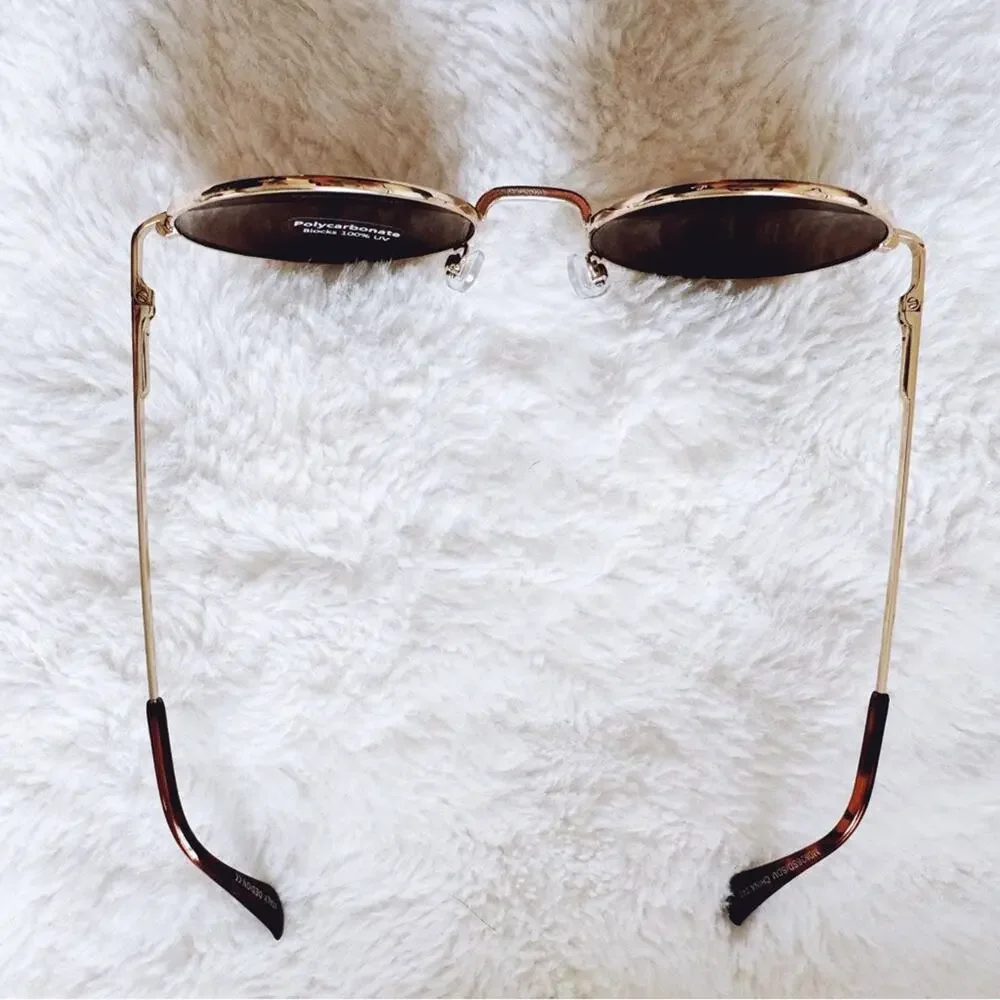 Harper Silver & Gold Rims Round Lens Sunglasses
